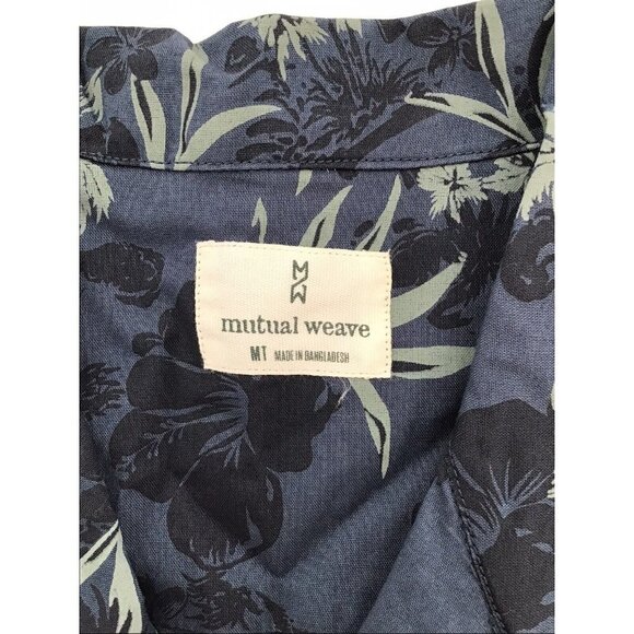 Mutual Weave Mens Size Tall Medium Short Sleeve Pocket Floral Shirt Dark Blue - Picture 2 of 6
